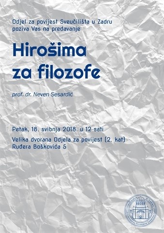 Poziv na gostujuće predavanje „Hirošima za filozofe“